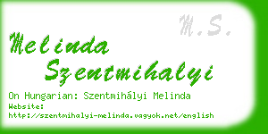 melinda szentmihalyi business card